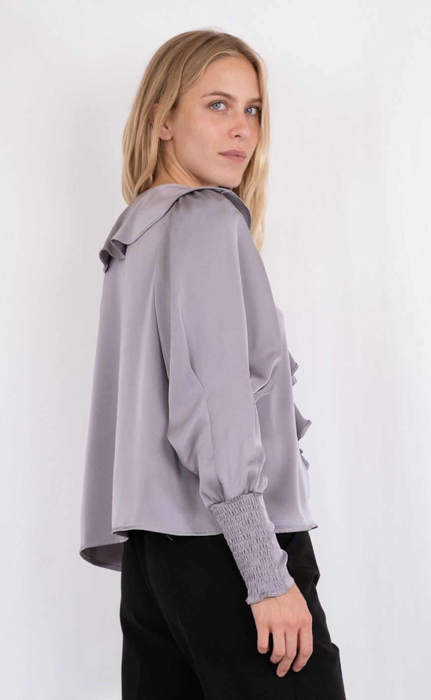 Neo Noir Bluse - Sandie Sateen - Grey