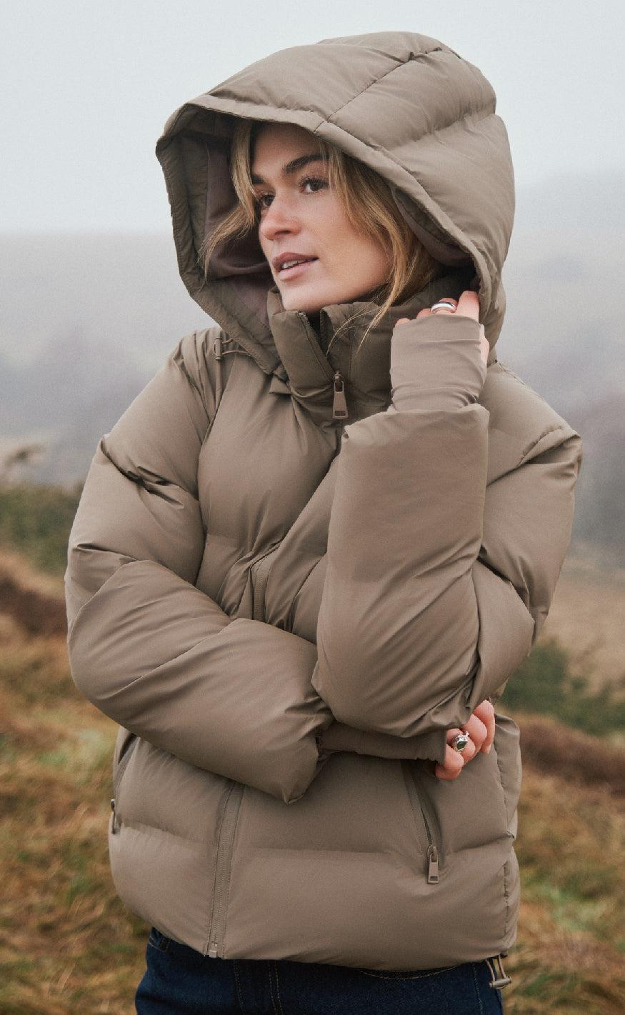 Neo Noir Jakke - Fox Puffer - Dark Taupe