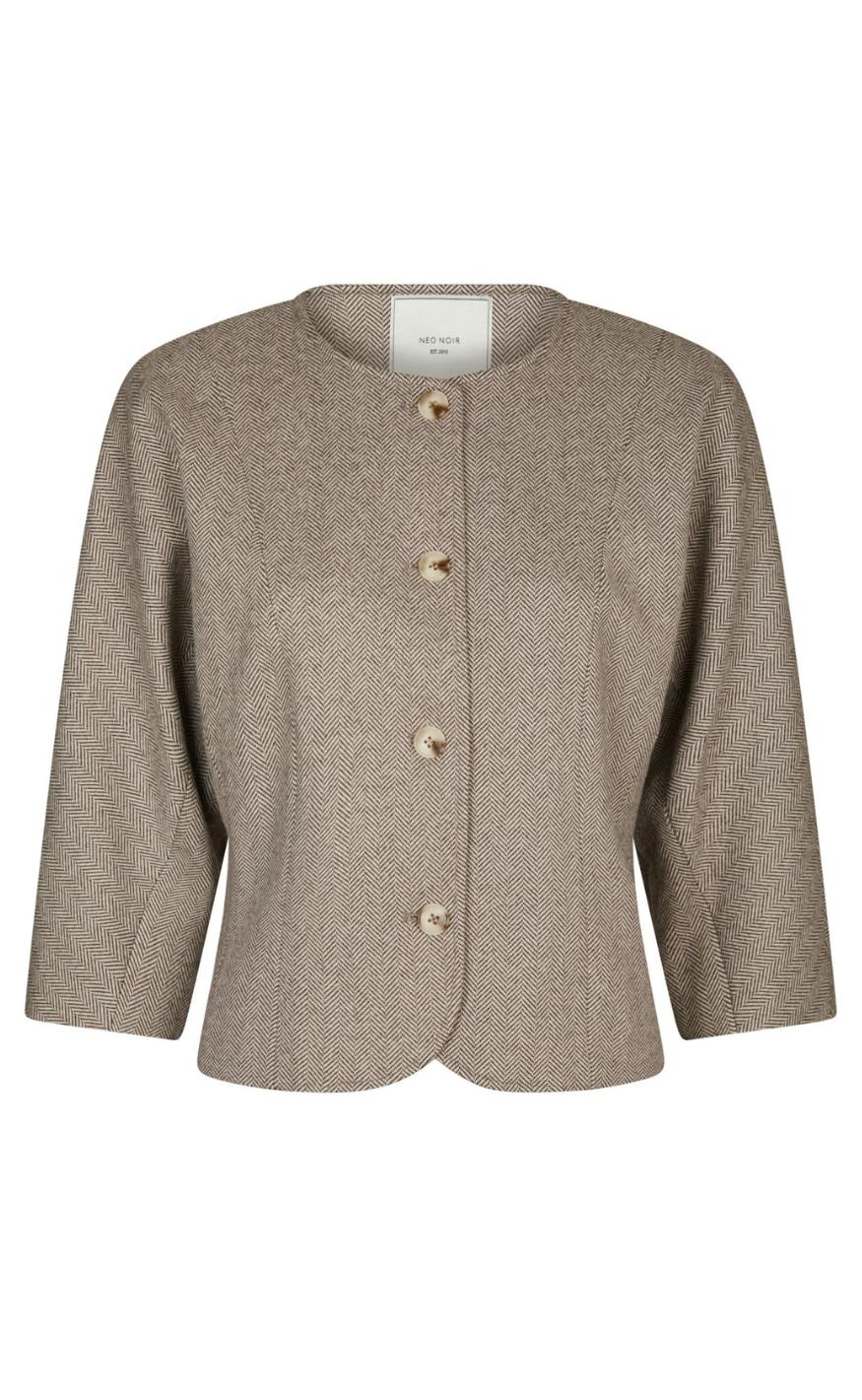 Neo Noir Jakke - Mesto Light Herringbone - White/Brown