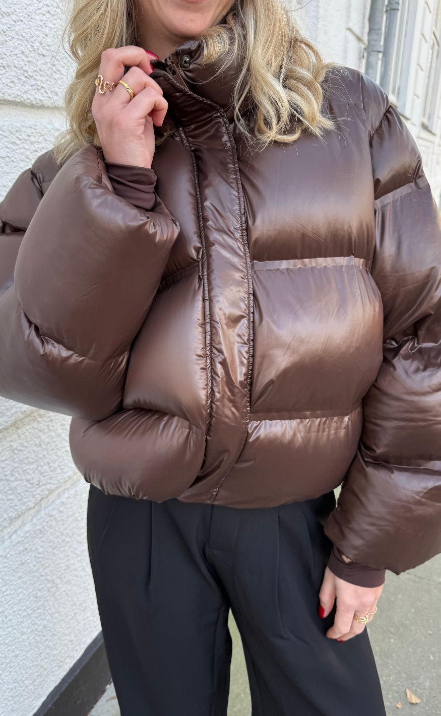 Neo Noir Jakke - Rhea Shiny Puffer - Dark Brown