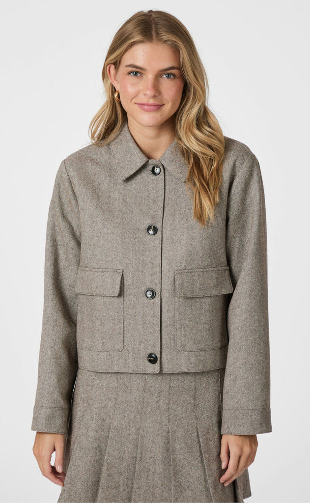 Neo Noir Jakke - Romana Herringbone - Dusty Brown