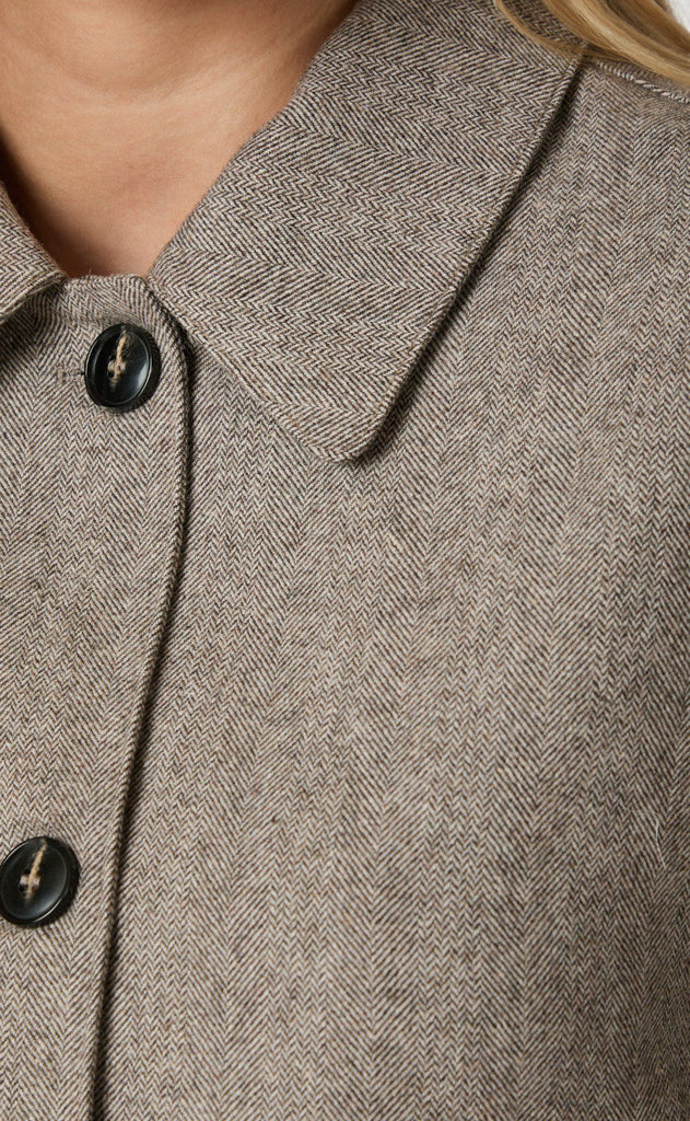 Neo Noir Jakke - Romana Herringbone - Dusty Brown