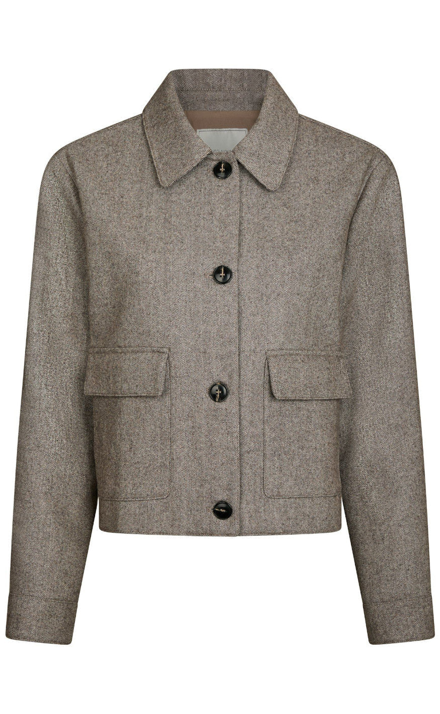 Neo Noir Jakke - Romana Herringbone - Dusty Brown