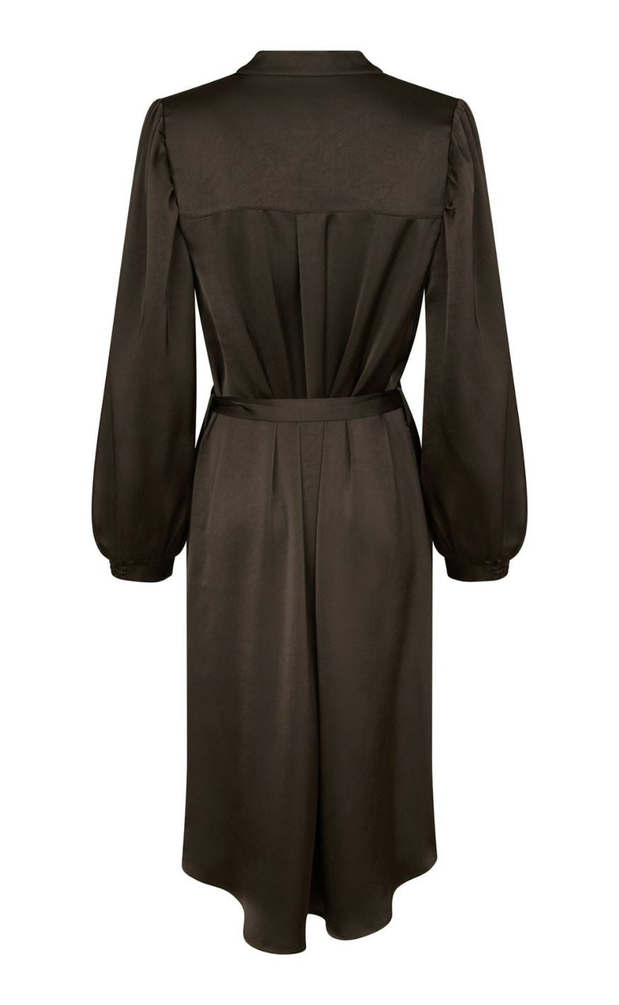 Neo Noir Kjole - Rolana Heavy Sateen - Dark Brown