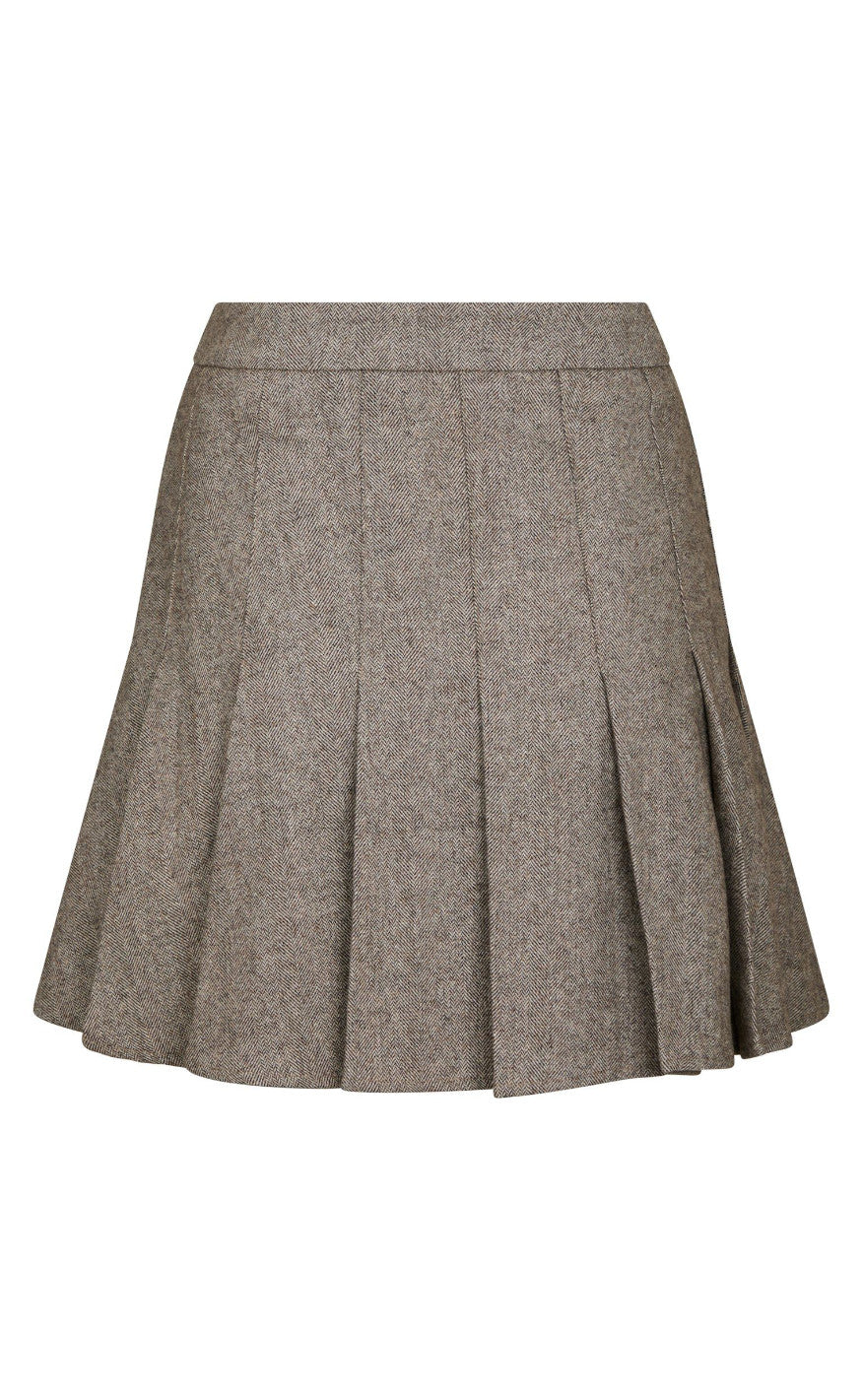 Neo Noir Skjørt - Laurina Herringbone - Dusty Brown