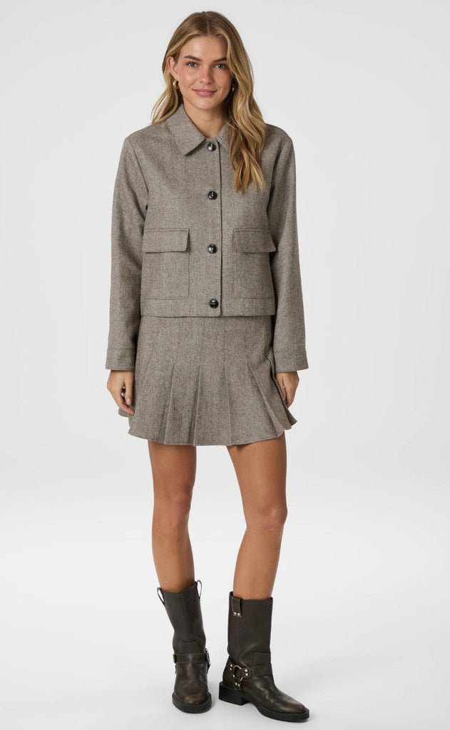 Neo Noir Skjørt - Laurina Herringbone - Dusty Brown