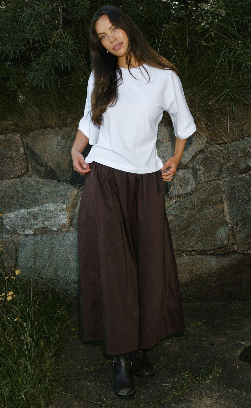Neo Noir Skjørt - Yara Poplin - Chocolate Brown