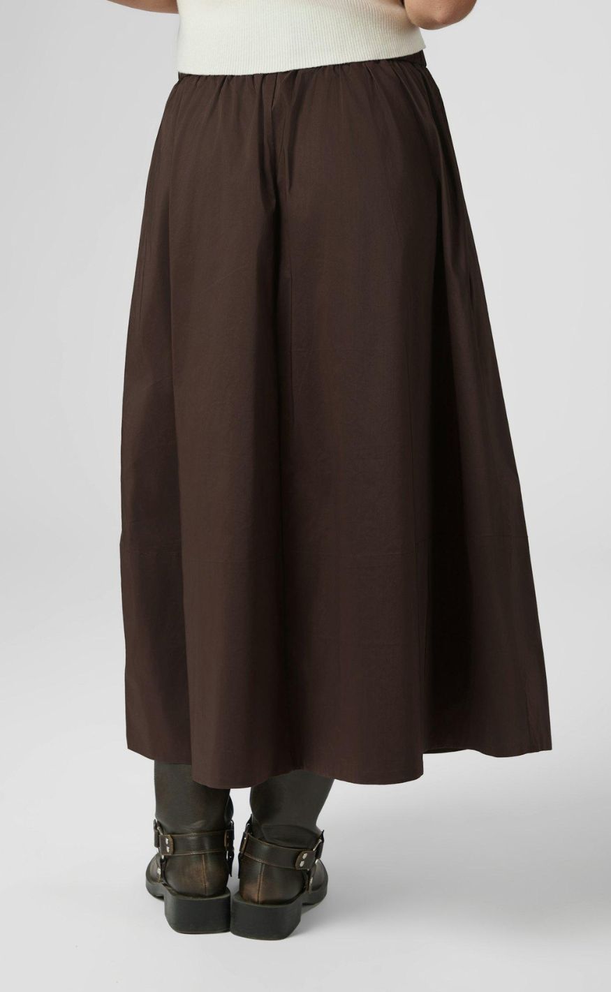 Neo Noir Skjørt - Yara Poplin - Chocolate Brown