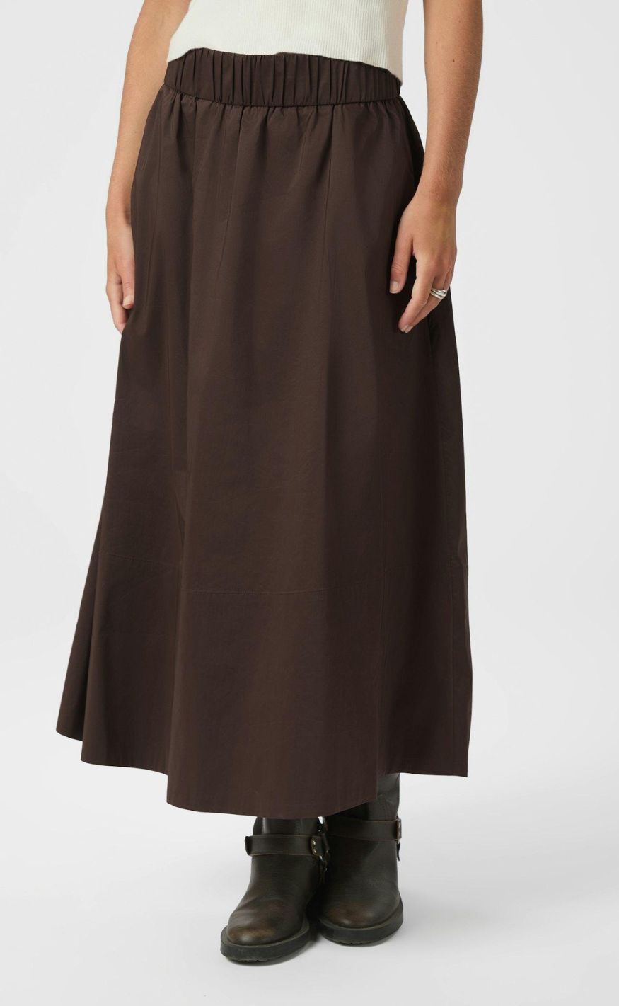 Neo Noir Skjørt - Yara Poplin - Chocolate Brown