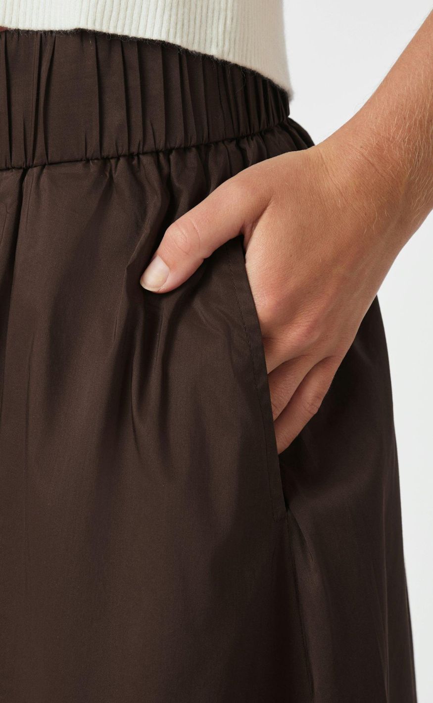 Neo Noir Skjørt - Yara Poplin - Chocolate Brown