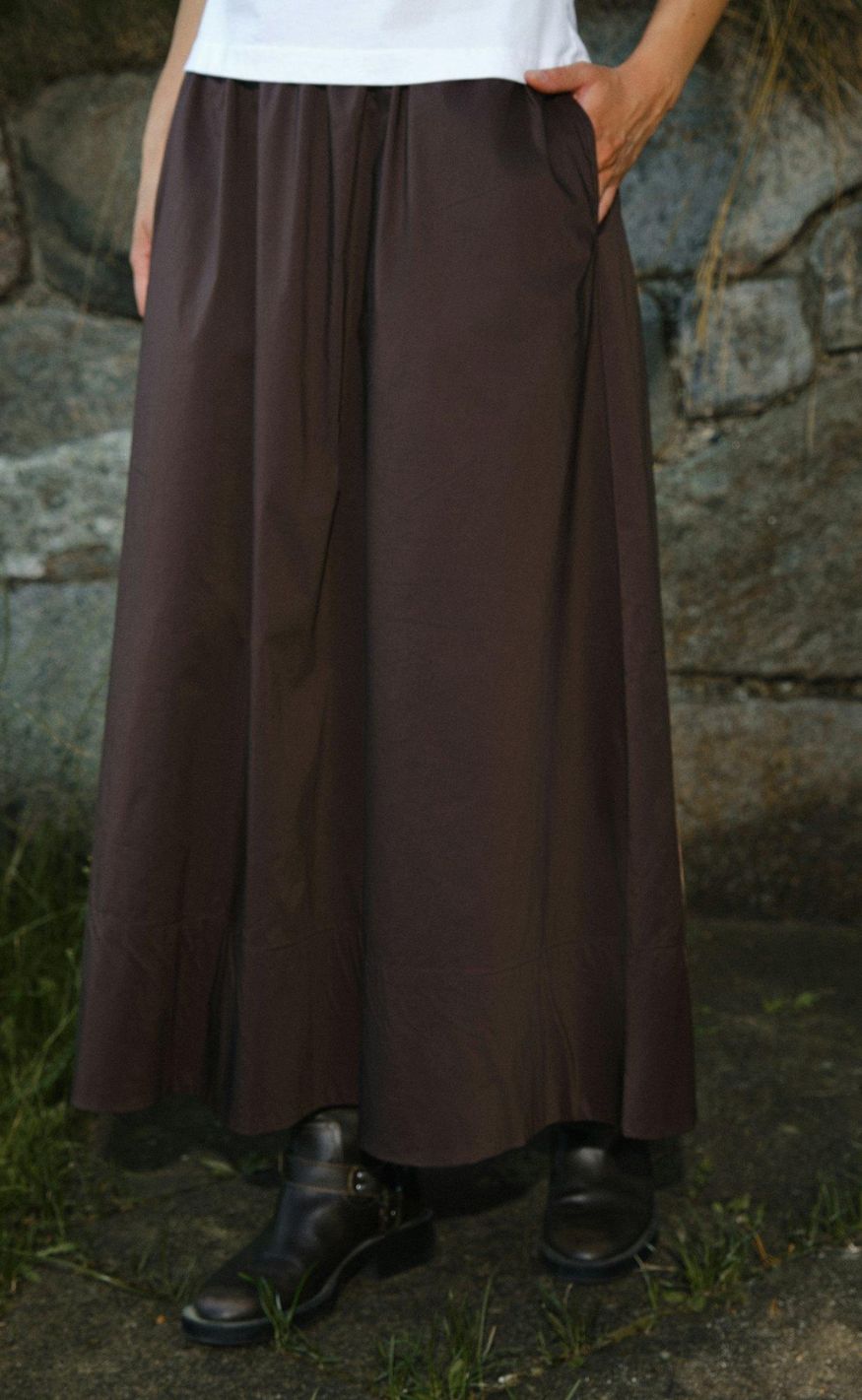 Neo Noir Skjørt - Yara Poplin - Chocolate Brown