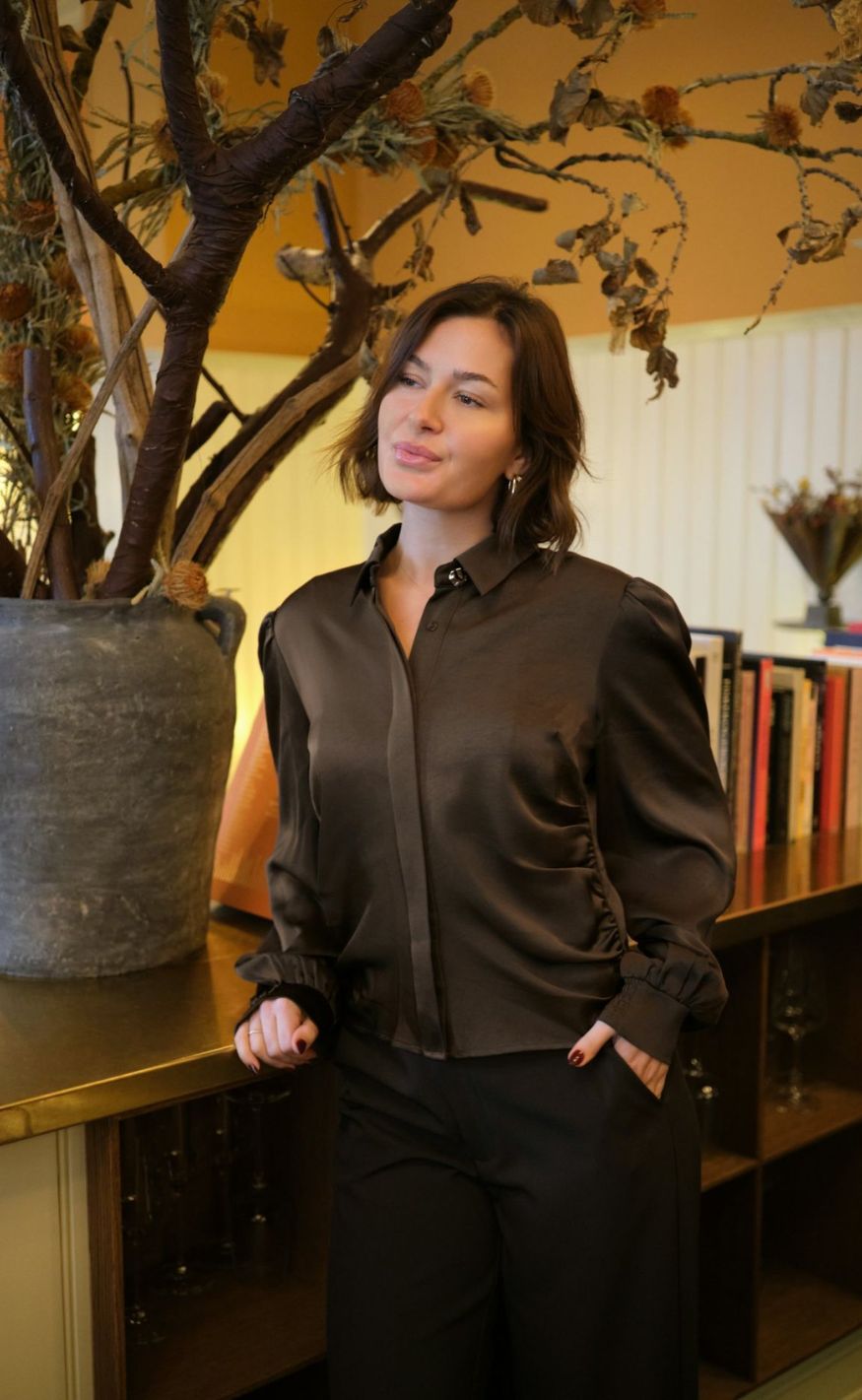 Neo Noir Skjorte - Fransala Heavy Sateen - Dark Brown
