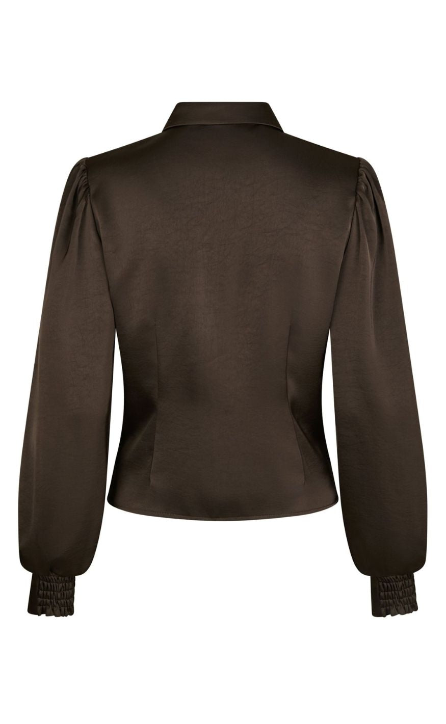 Neo Noir Skjorte - Fransala Heavy Sateen - Dark Brown