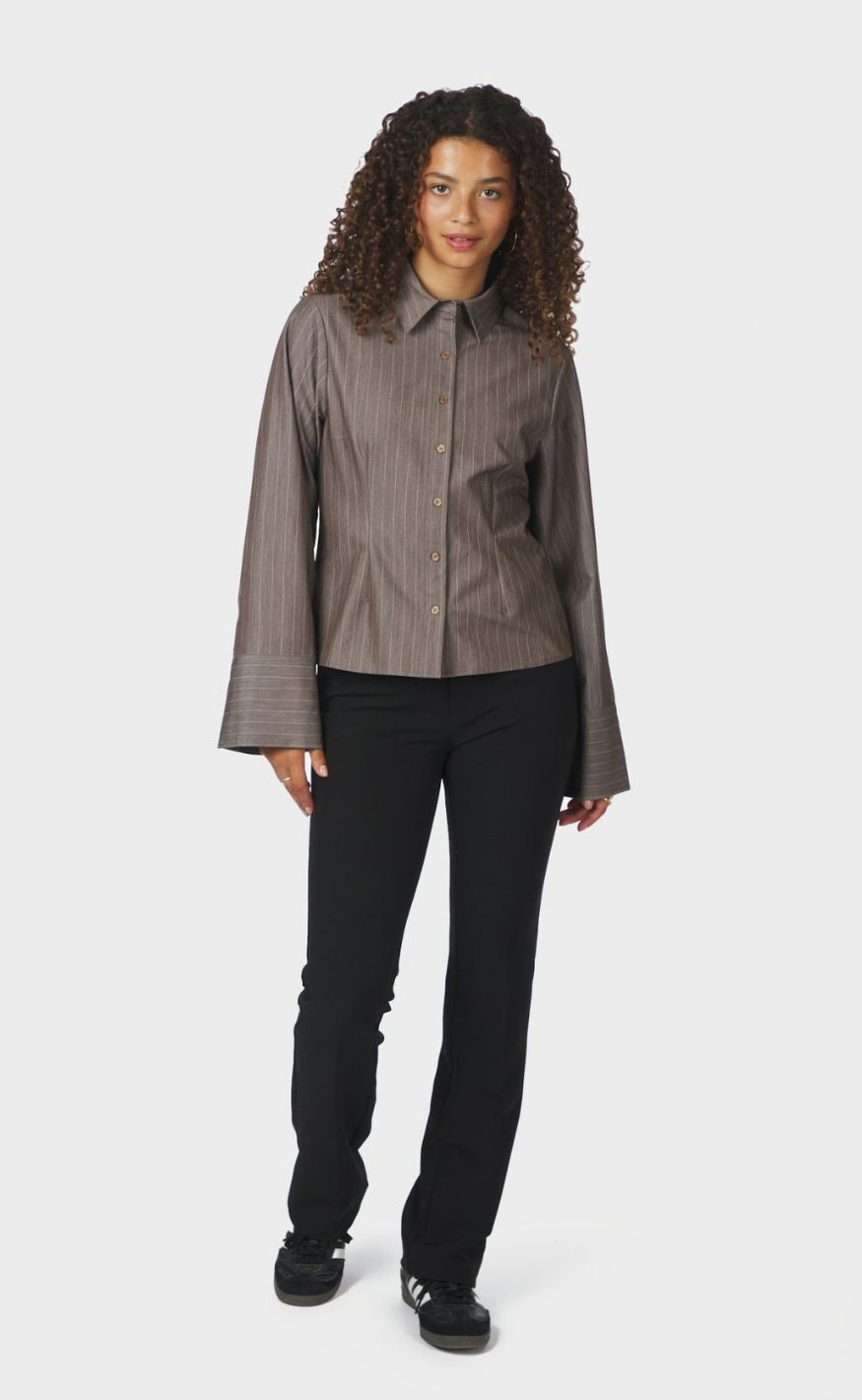 Neo Noir Skjorte - Rosa Pinstripe Melange - Dusty Brown