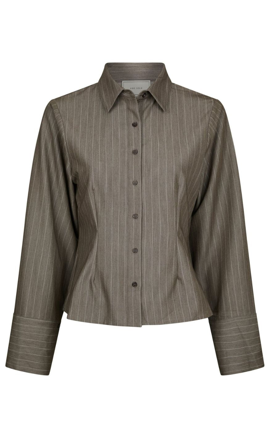 Neo Noir Skjorte - Rosa Pinstripe Melange - Dusty Brown