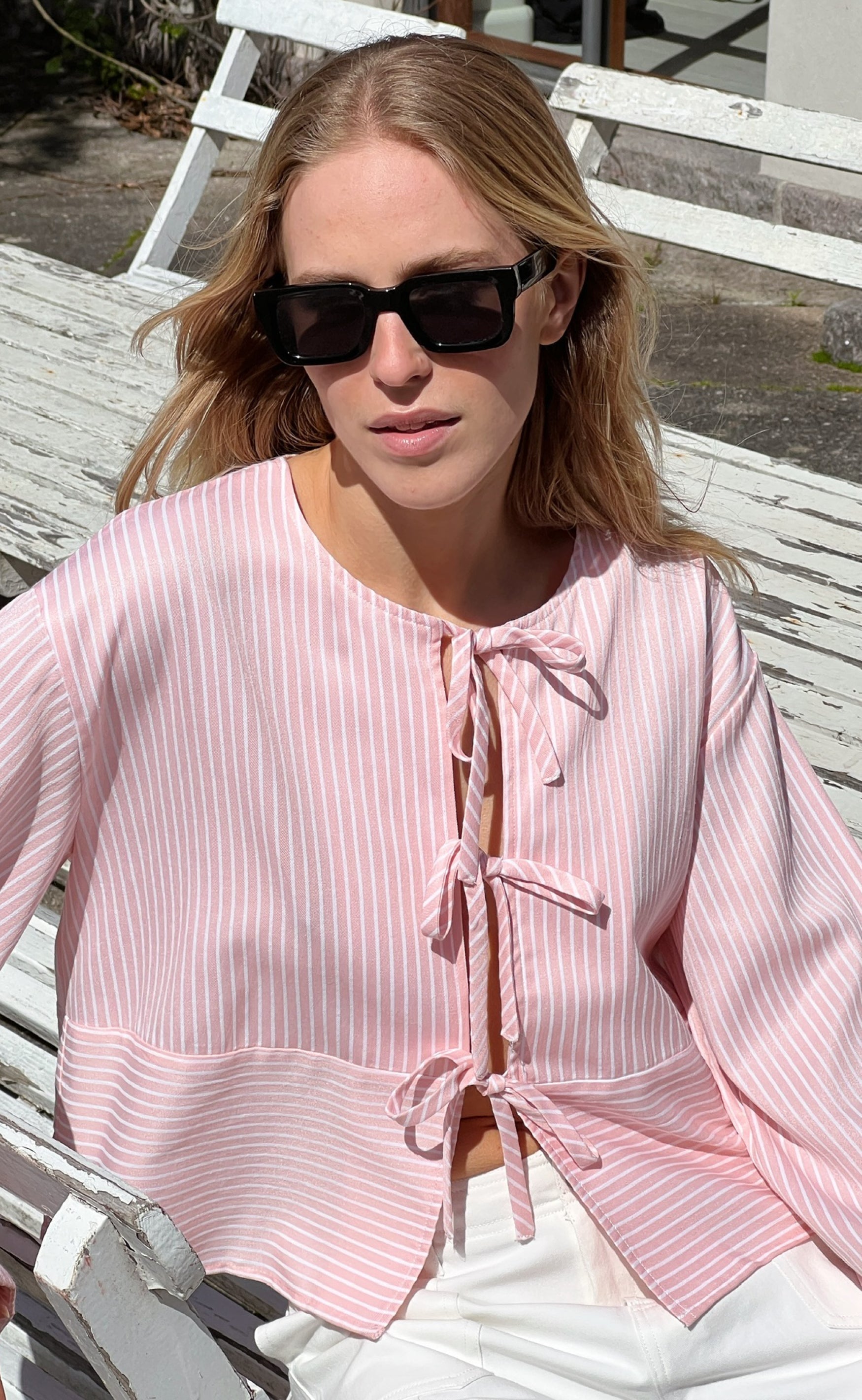 Neo Noir Skjorte - Wanda Stripe - Light Pink