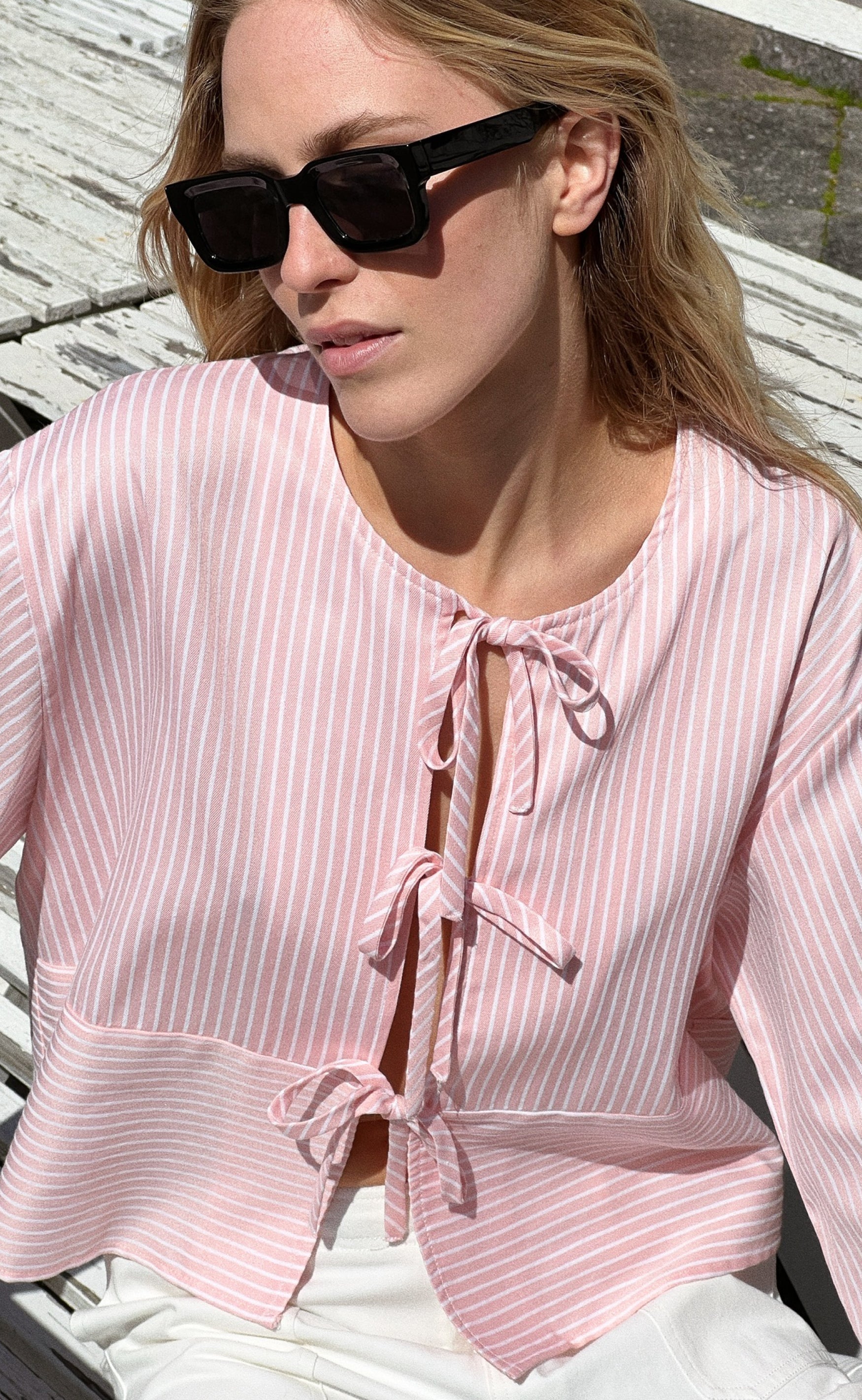 Neo Noir Skjorte - Wanda Stripe - Light Pink