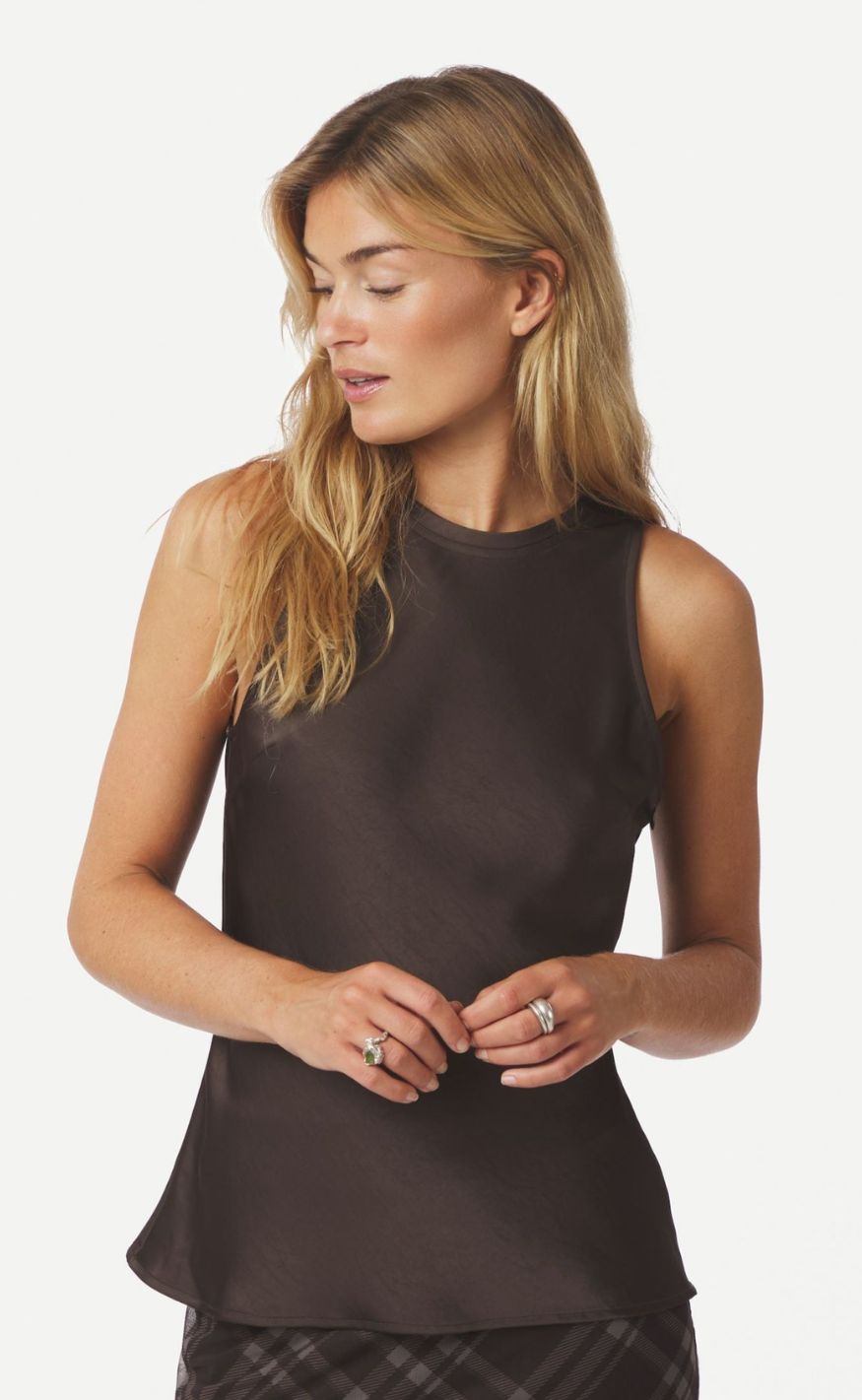 Neo Noir Topp - Celina Heavy Sateen - Dark Brown