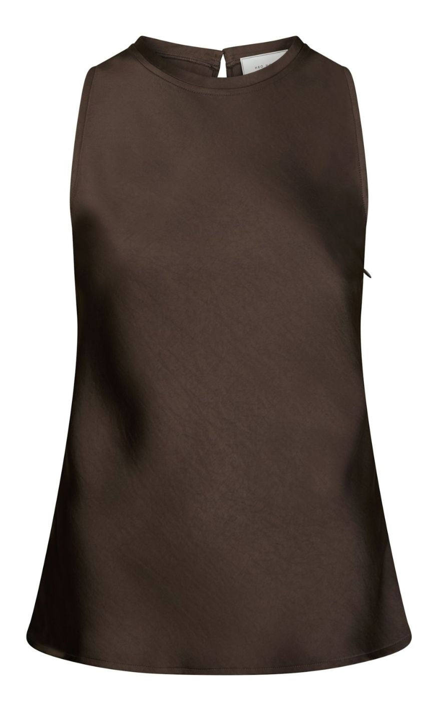 Neo Noir Topp - Celina Heavy Sateen - Dark Brown