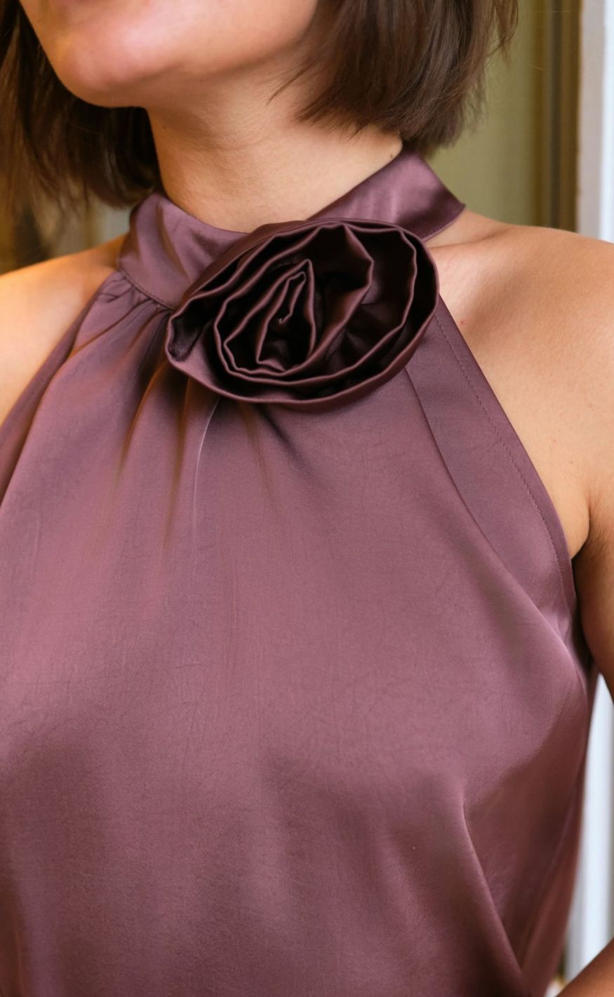 Neo Noir Topp - Rosette heavy Sateen - Dark Rose