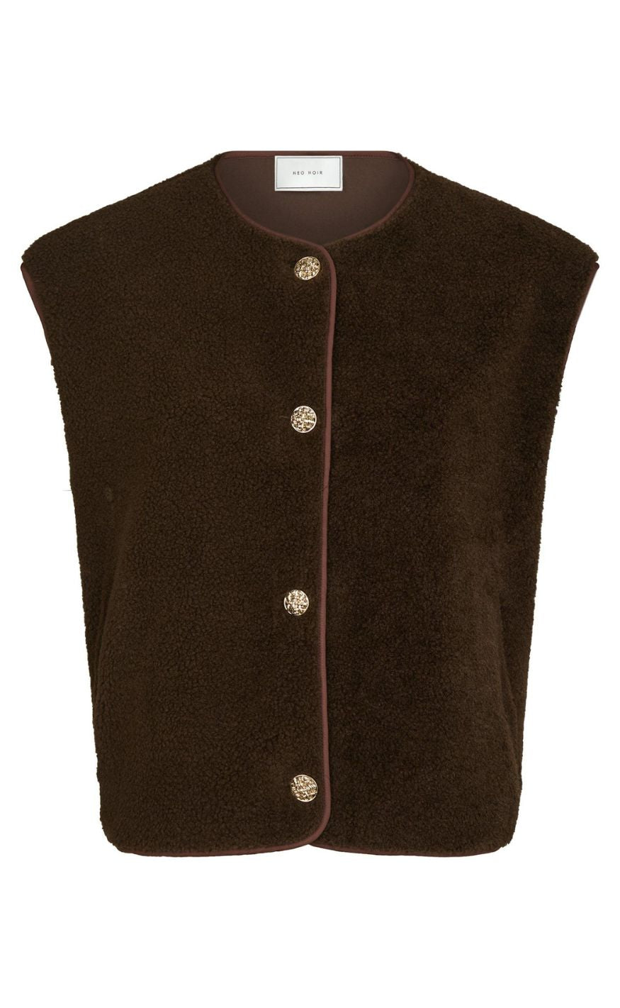 Neo Noir Vest - Mariko Teddy - Dark Brown