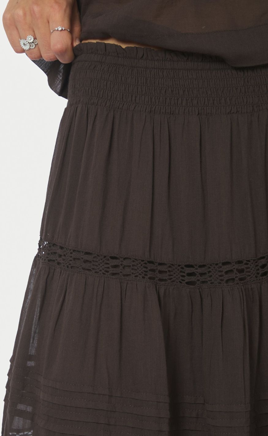 NeoNoir Skjørt - Felicia S Voile - Dark brown