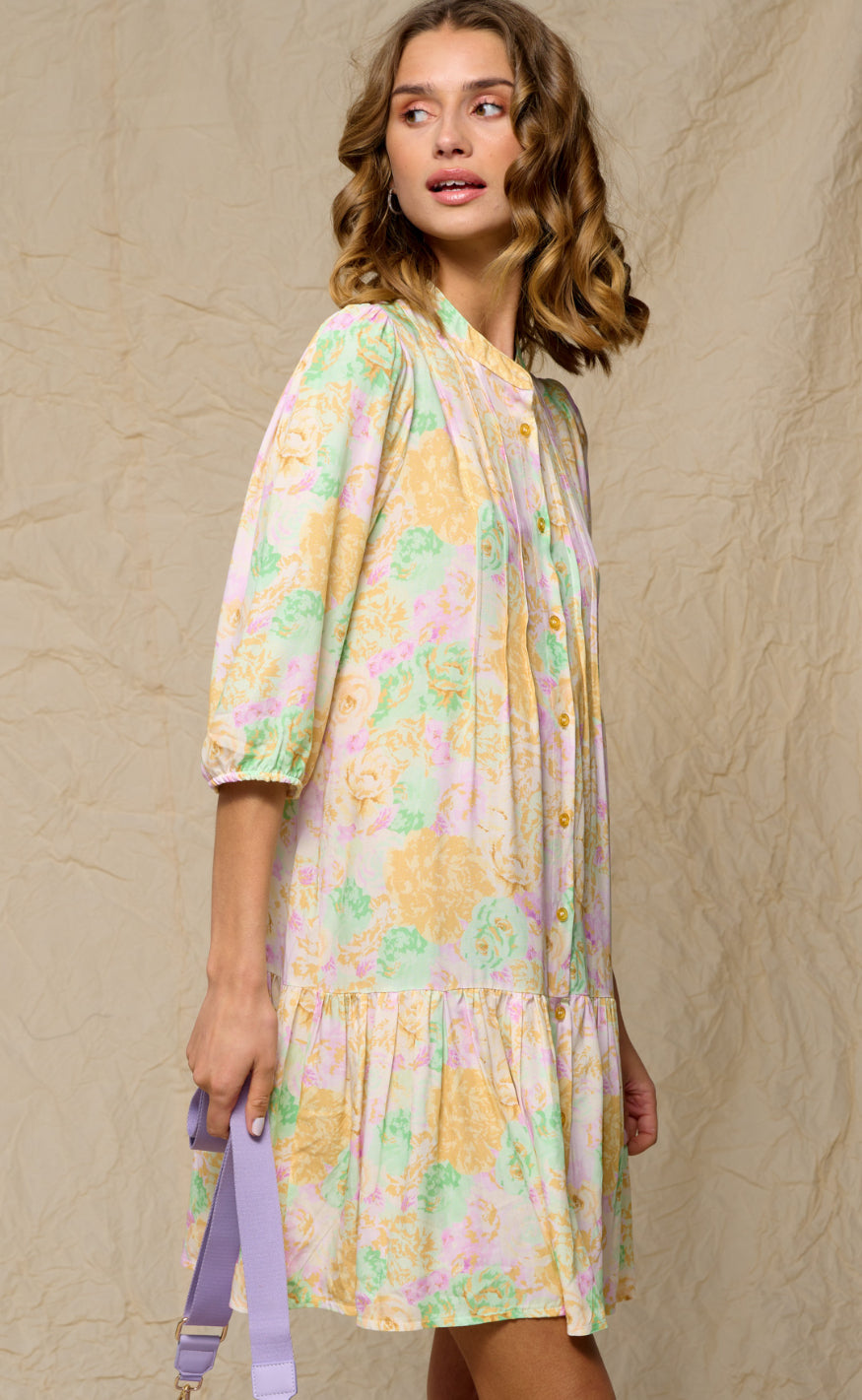 Noella Kjole - Imogene Short - Lilac Green Flower
