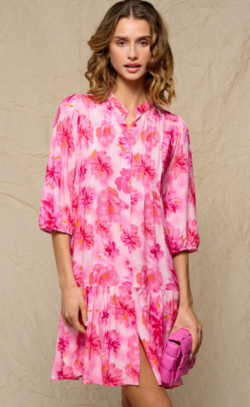 Noella Kjole - Imogene Short - Pink White Flower Mix