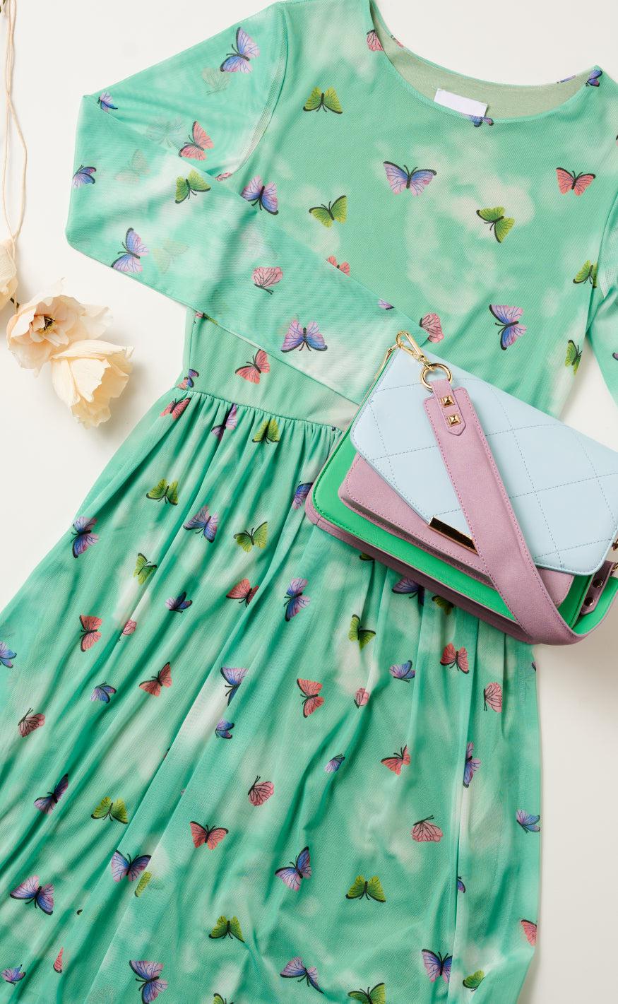 Noella Kjole - Lola - Green Butterfly