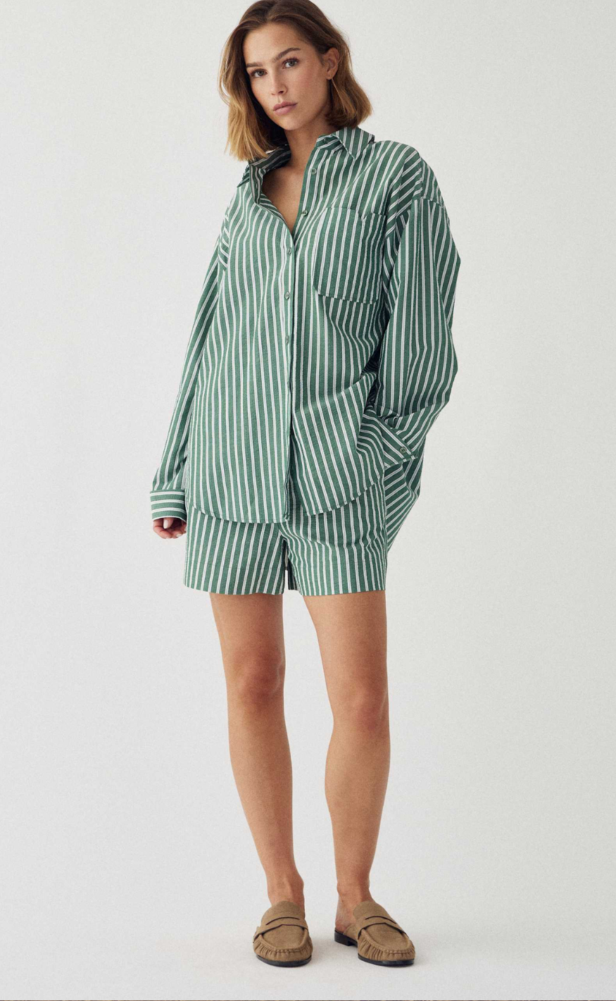 Noella Shorts - Layne MW - Drayton Green Stripe