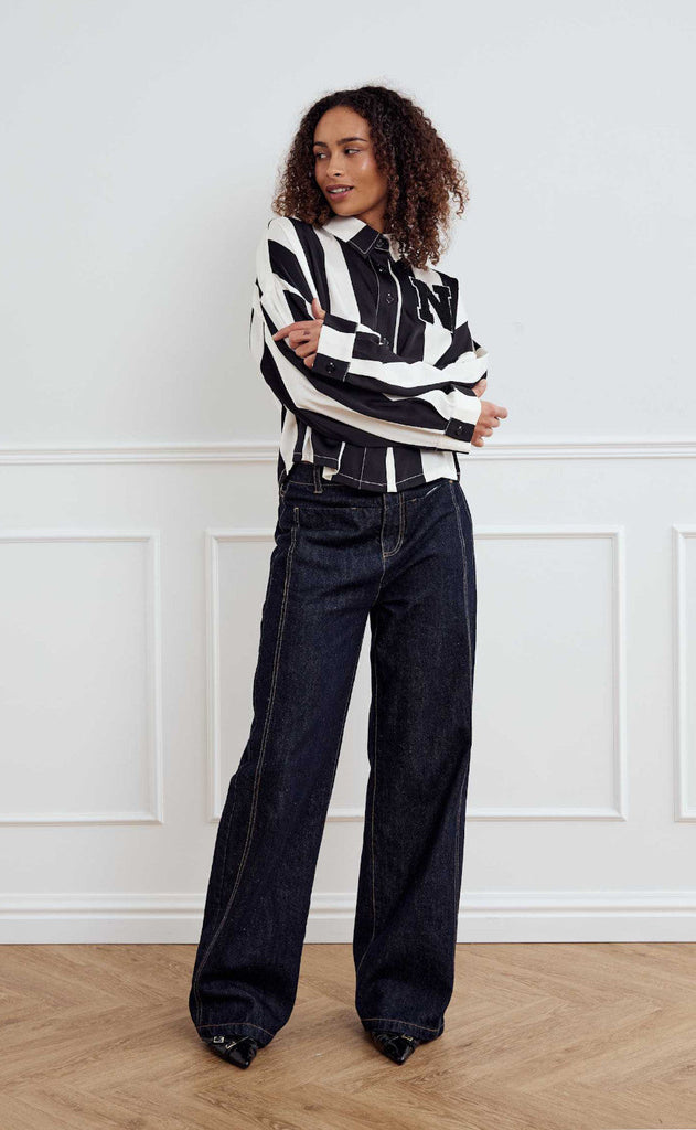 Noella Skjorte - Liara - Black Ivory Stripe