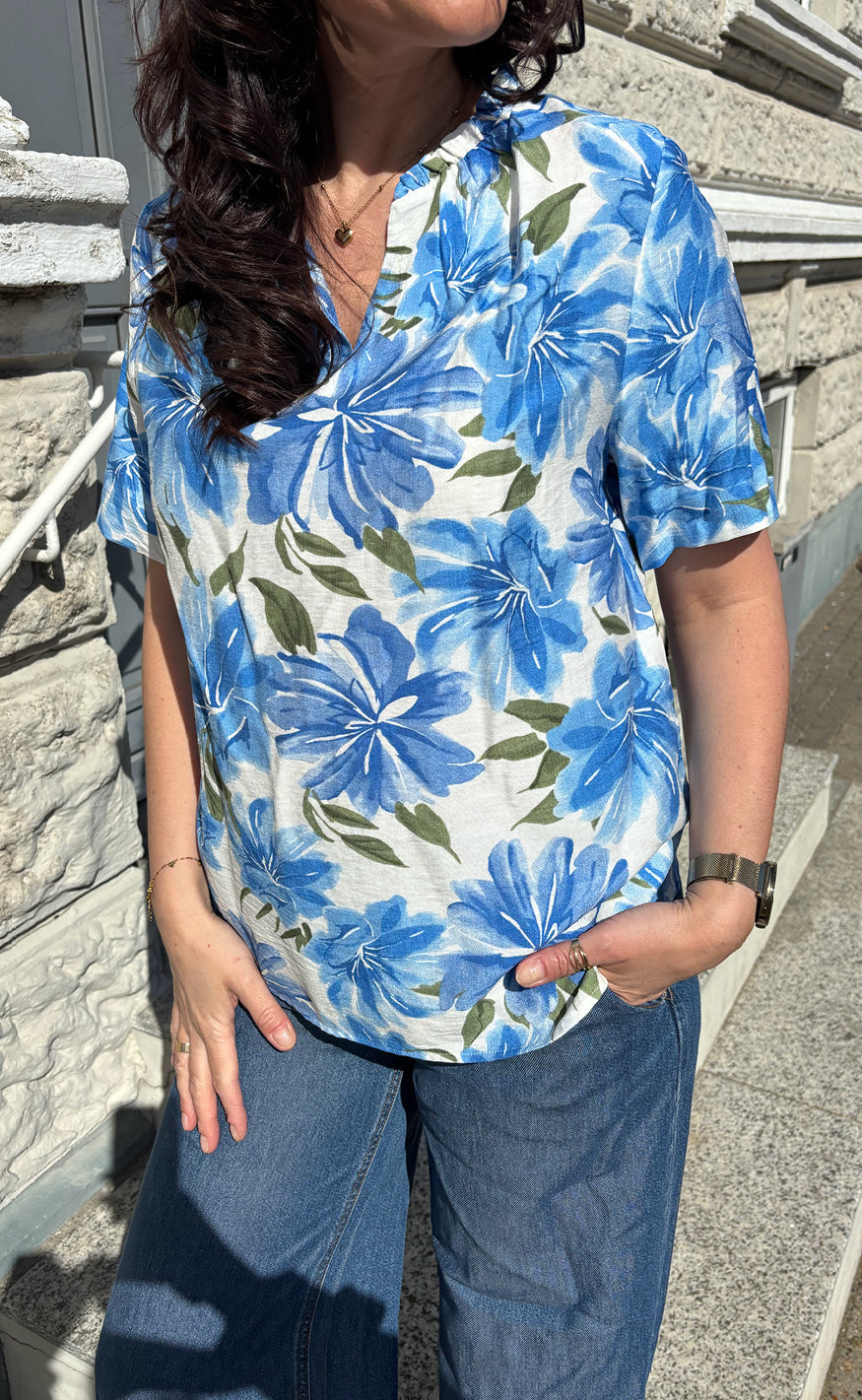 Say INA Copenhagen T-Shirt - Noor - Blue Flowers