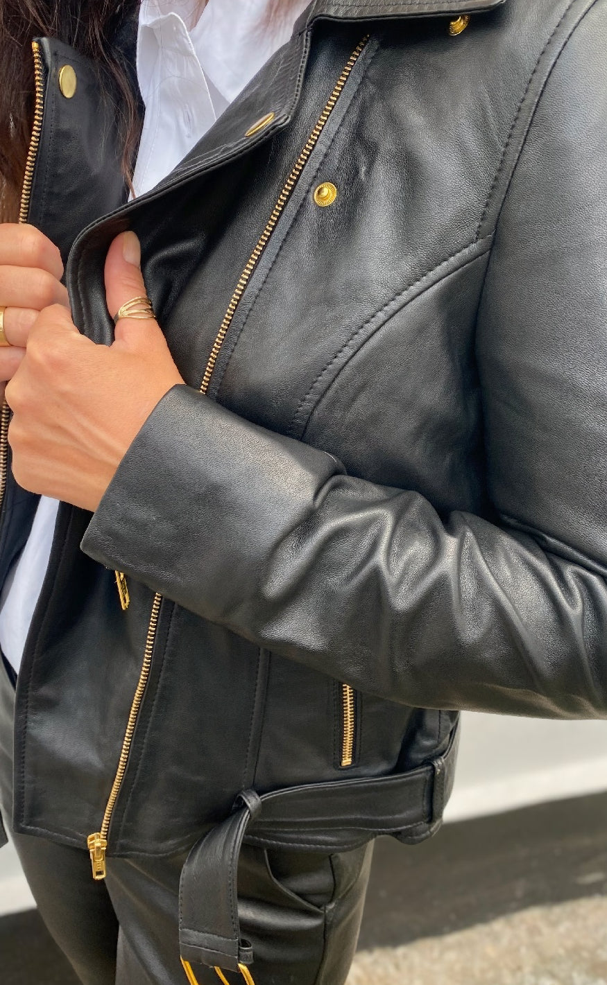 Notyz Jakke - Biker - Black w. Gold acc.