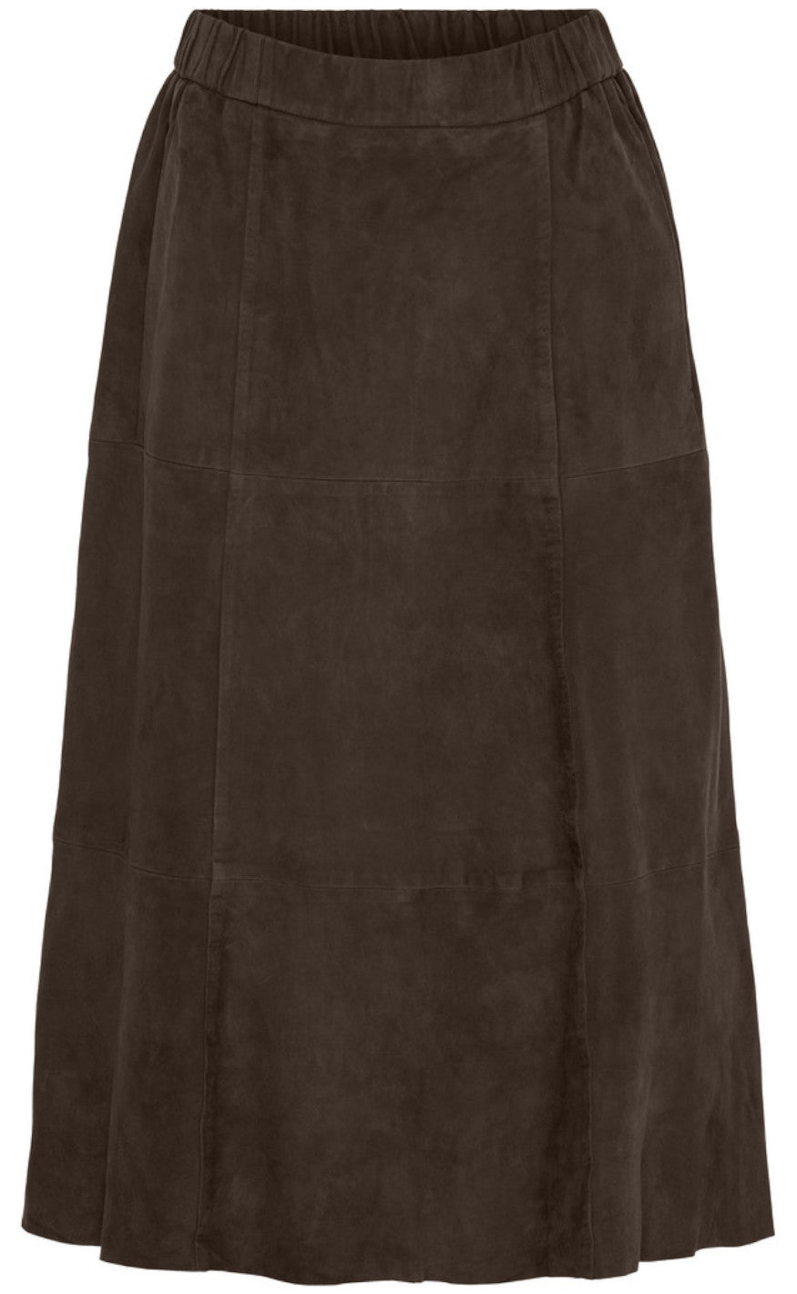 Notyz Nederdel - Suede Skirt - Dark Chocolate Brown