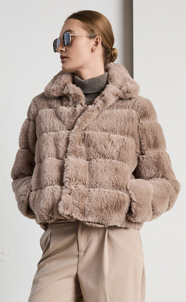 Notyz Jakke - Fake Fur - Sand