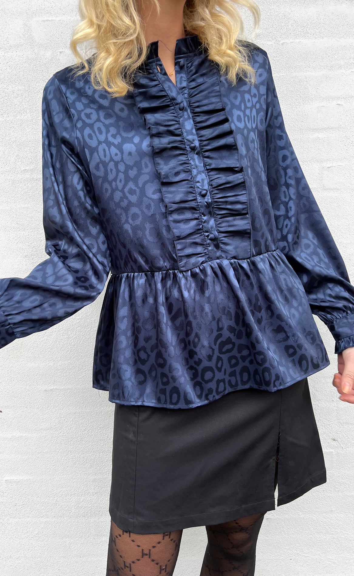 INA Copenhagen Skjorte - Evie - Navy Blue Leopard
