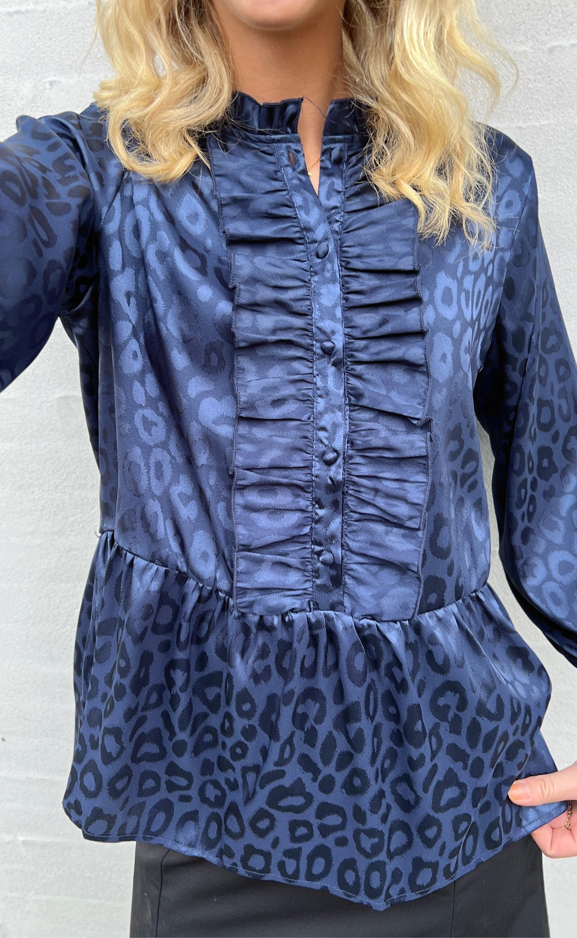 INA Copenhagen Skjorte - Evie - Navy Blue Leopard