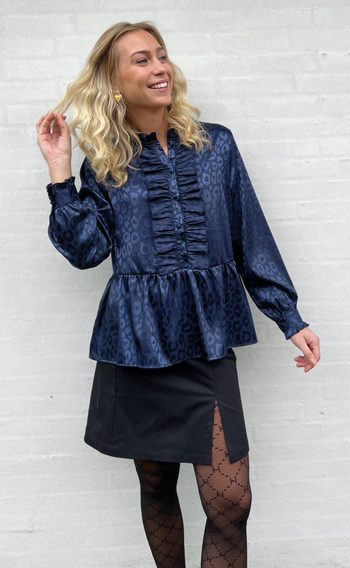 INA Copenhagen Skjorte - Evie - Navy Blue Leopard