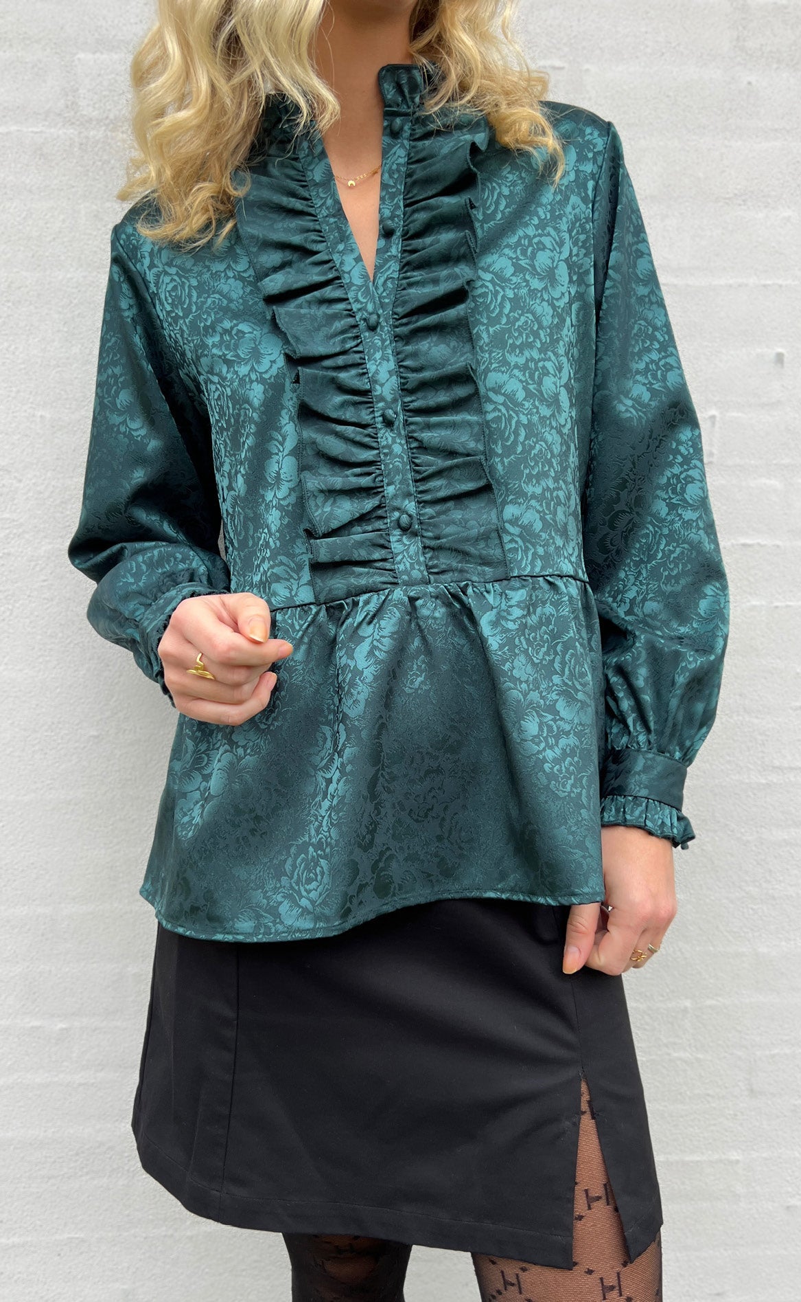 INA Copenhagen Skjorte - Evie - Dark Green Flower