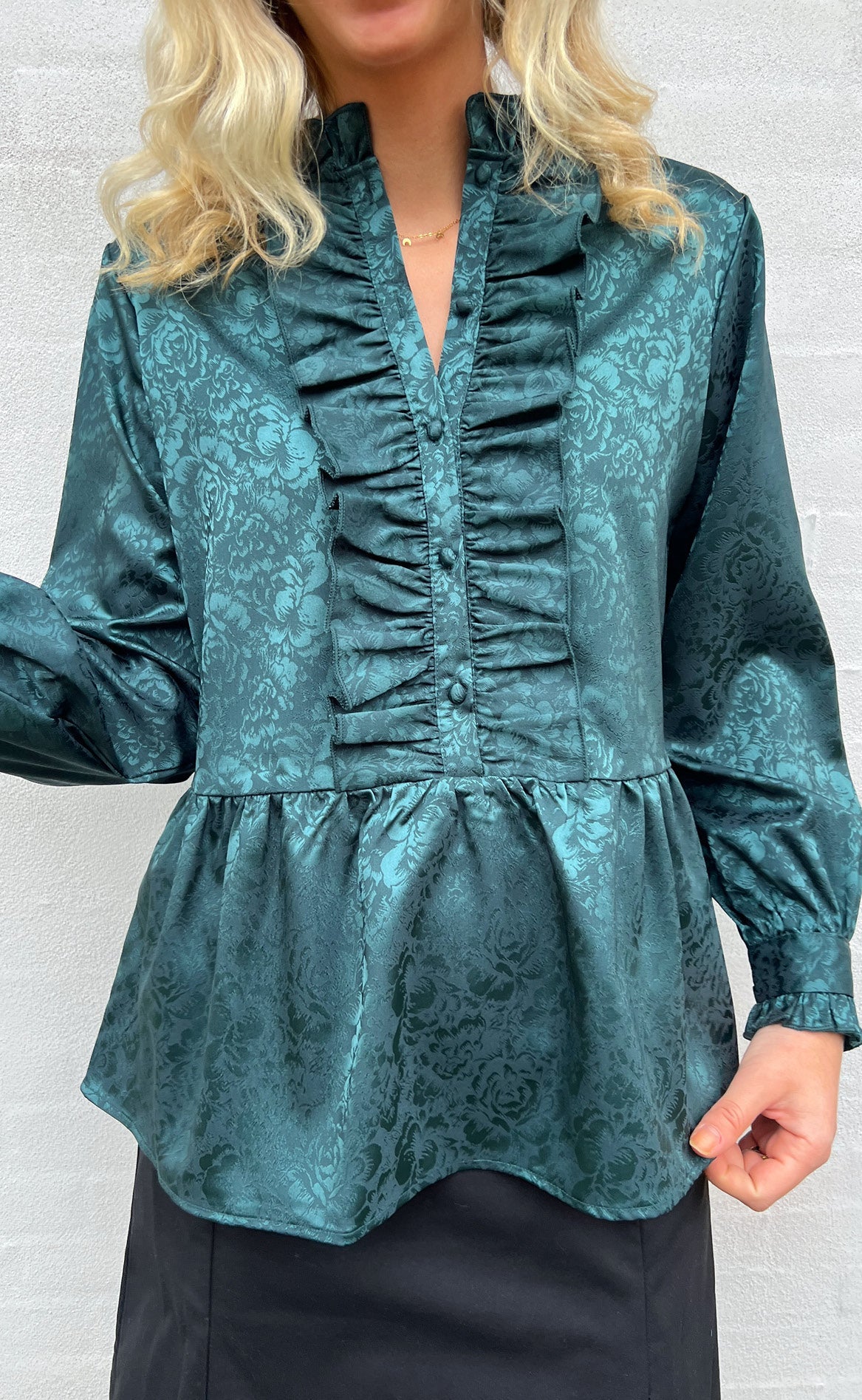 INA Copenhagen Skjorte - Evie - Dark Green Flower
