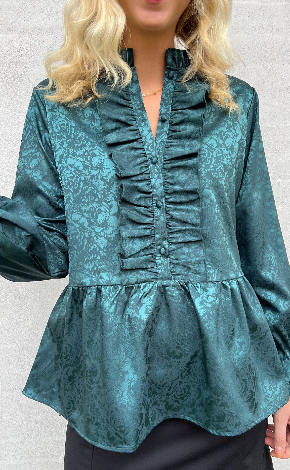 INA Copenhagen Skjorte - Evie - Dark Green Flower