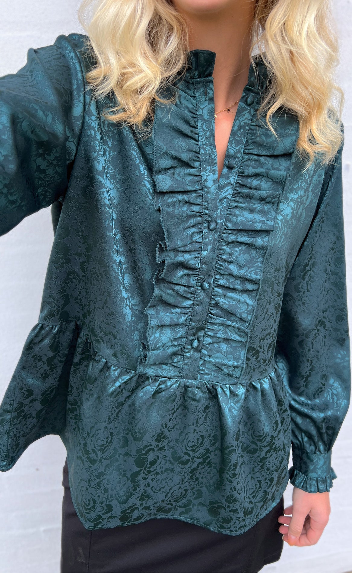 INA Copenhagen Skjorte - Evie - Dark Green Flower