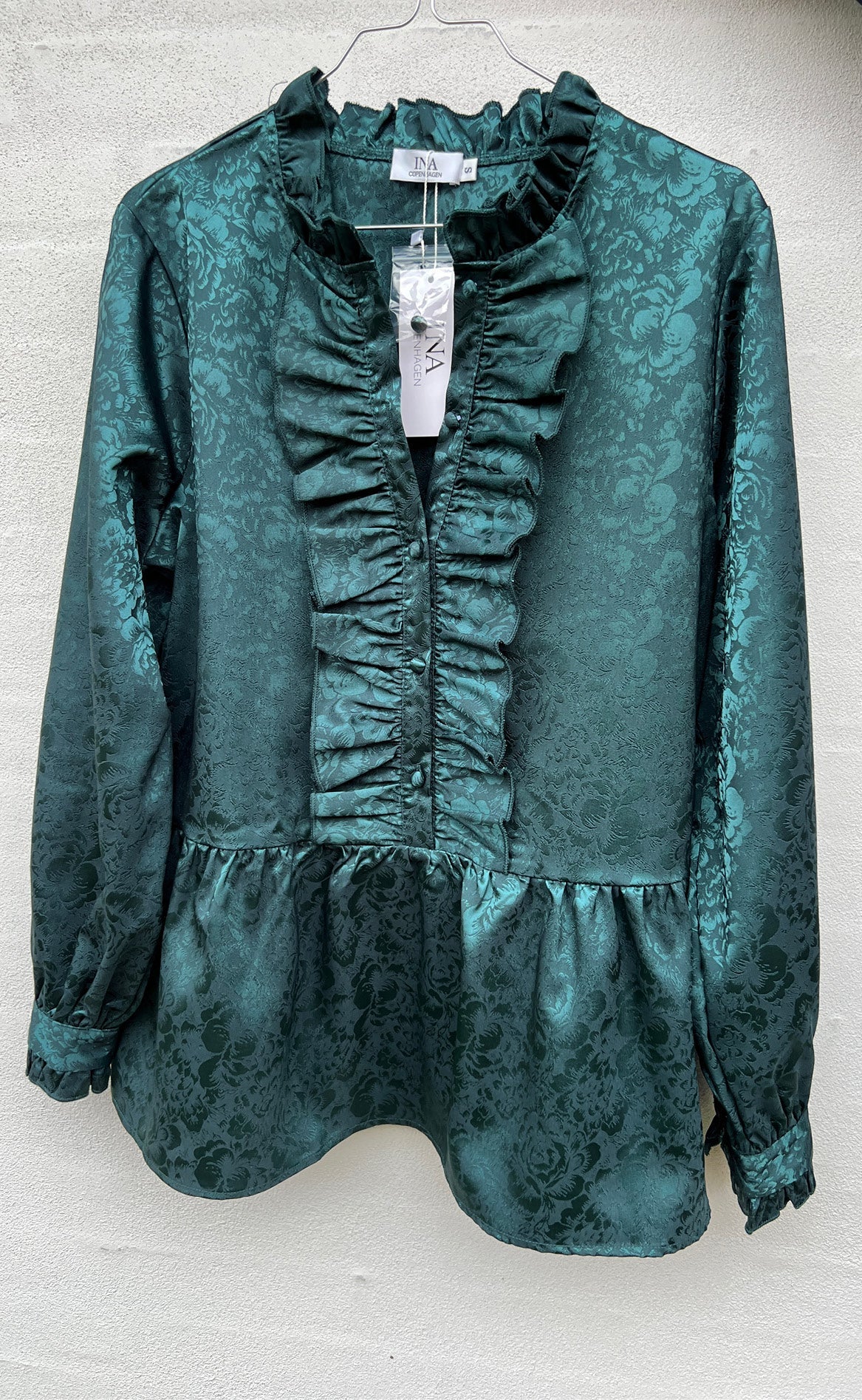 INA Copenhagen Skjorte - Evie - Dark Green Flower