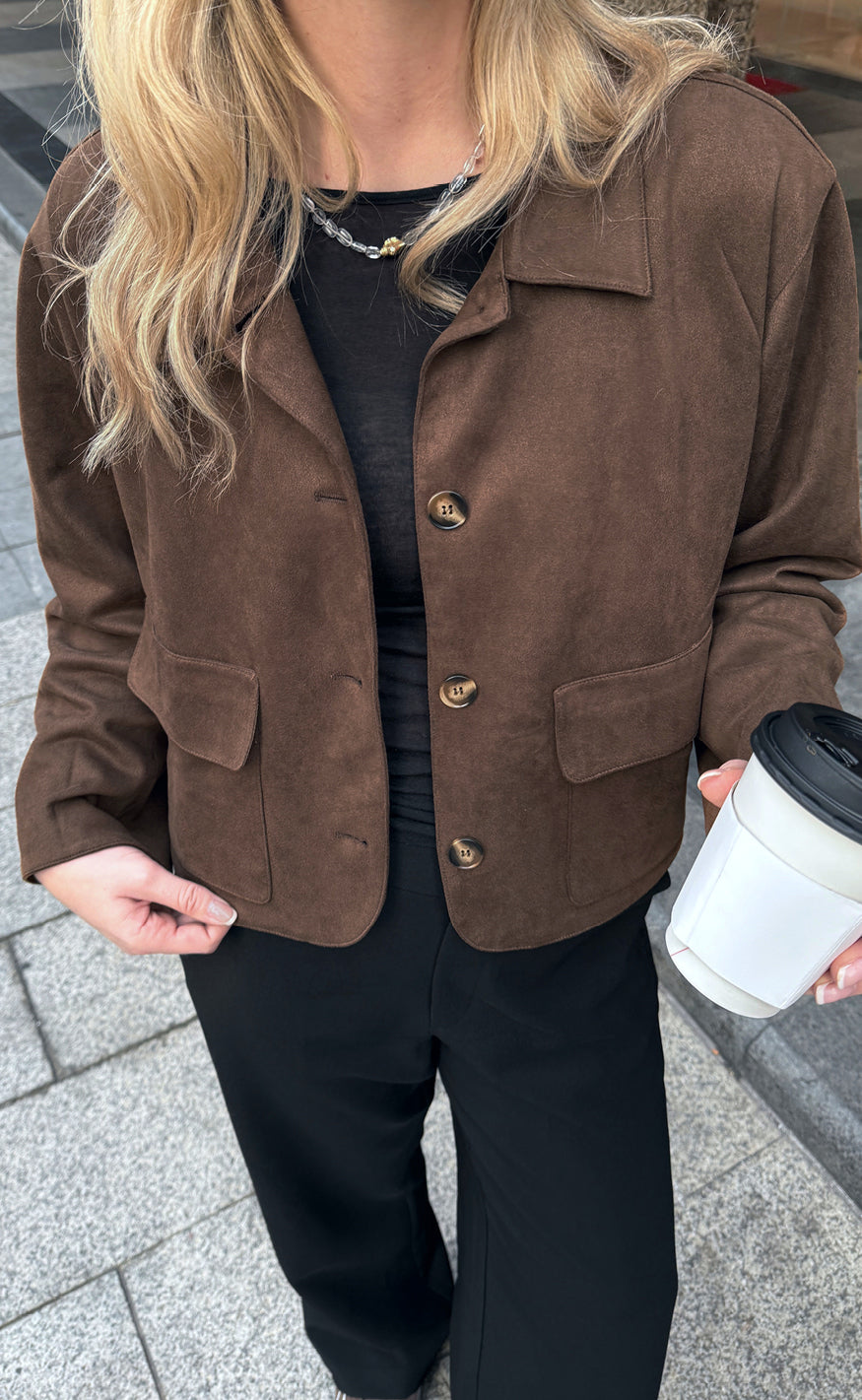 Say INA Copenhagen Jakke - Kathi Suede - Dark Brown
