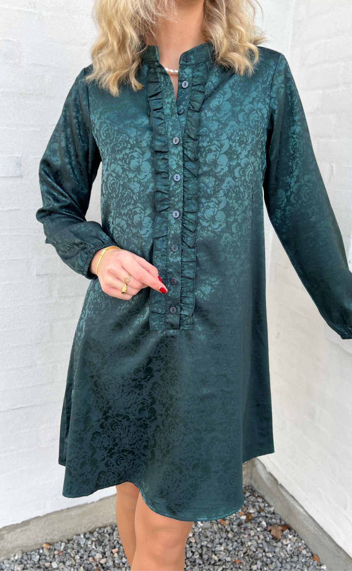 INA Copenhagen Kjole - Florina - Dark Green Flower
