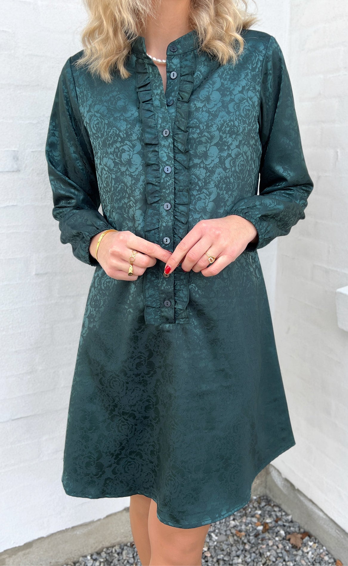 INA Copenhagen Kjole - Florina - Dark Green Flower