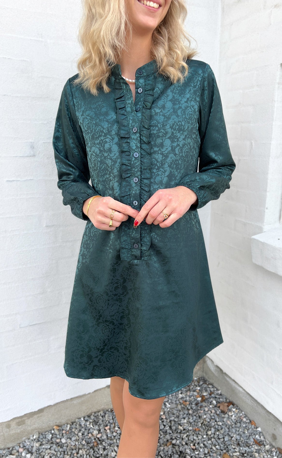 INA Copenhagen Kjole - Florina - Dark Green Flower