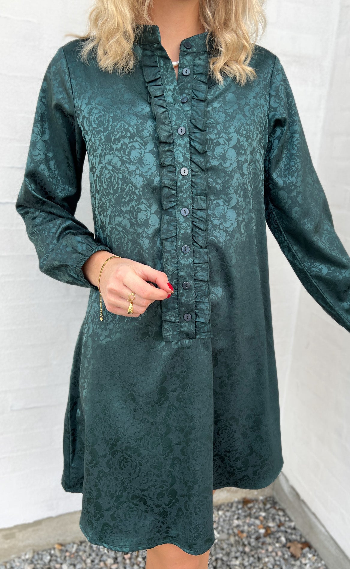 INA Copenhagen Kjole - Florina - Dark Green Flower