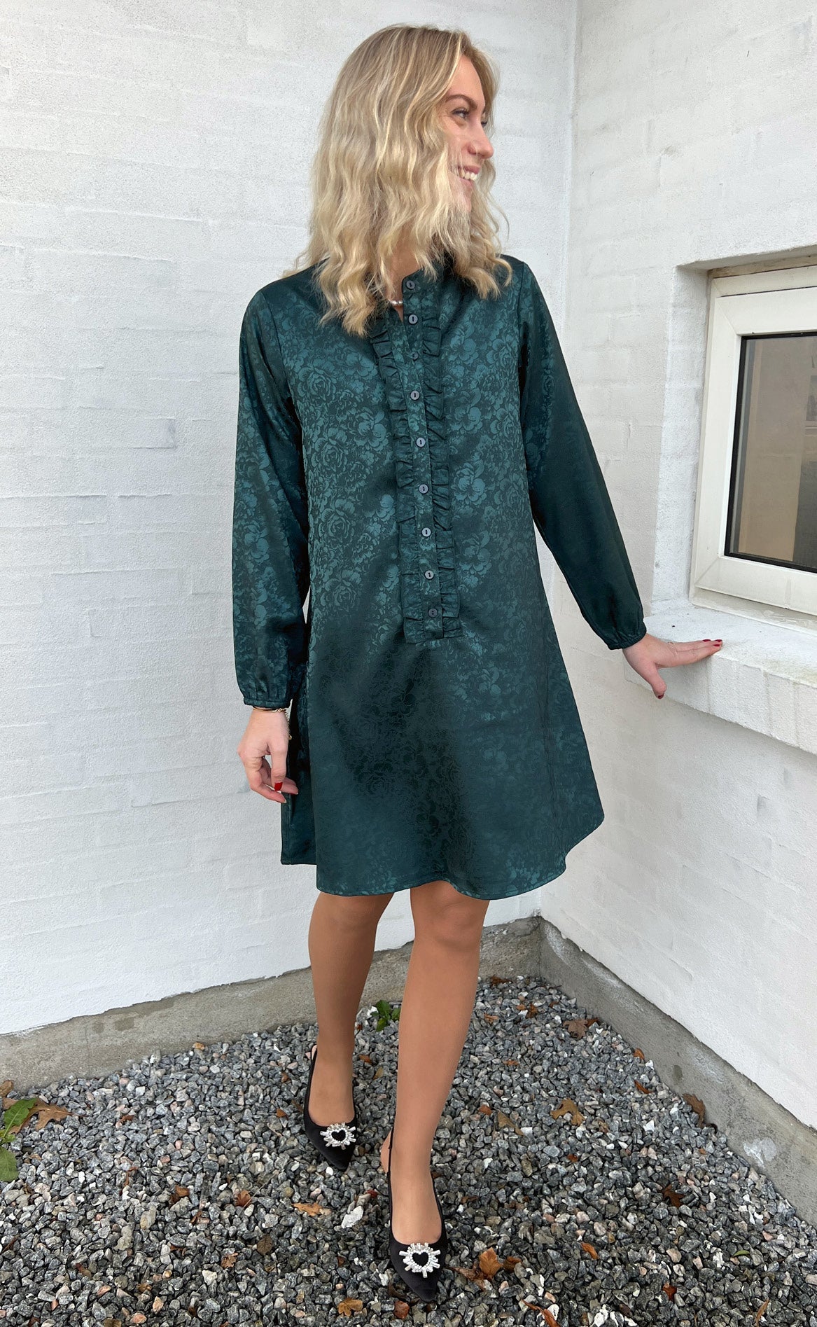 INA Copenhagen Kjole - Florina - Dark Green Flower
