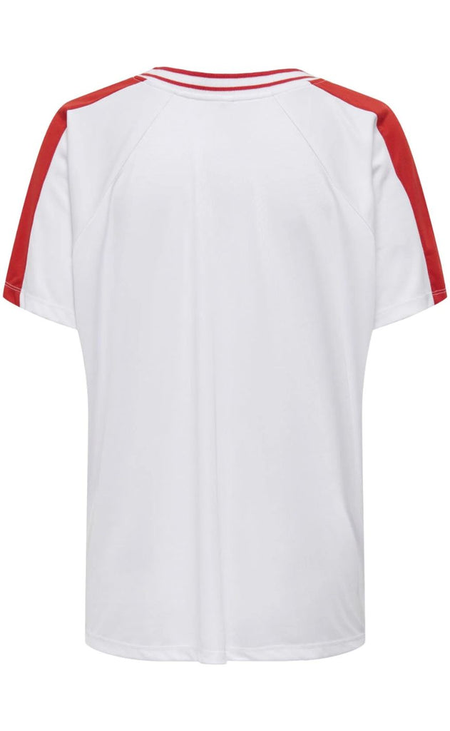 ONLY Bluse - Bella Sport V-Neck - Bright White/Move In Red